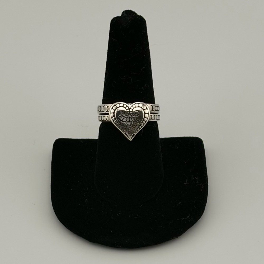 Brighton Sterling Silver Scrolled Heart Ring & Matching Band